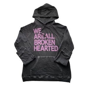 freecity Black Hoodie with Pink "We Are All Broken Hearted" Graphic